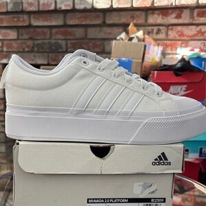 Women’s Adidas Bravada 2.0 Platform Triple White Sneakers [Select Size]